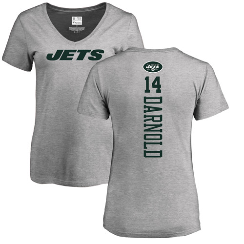 New York Jets Ash Women Sam Darnold Backer NFL Football #14 T Shirt->women nfl jersey->Women Jersey